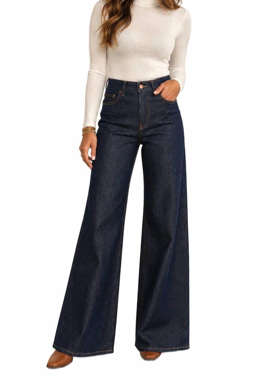 NEW OLIVER LOGAN monroe high-rise wide leg jeans in timbers